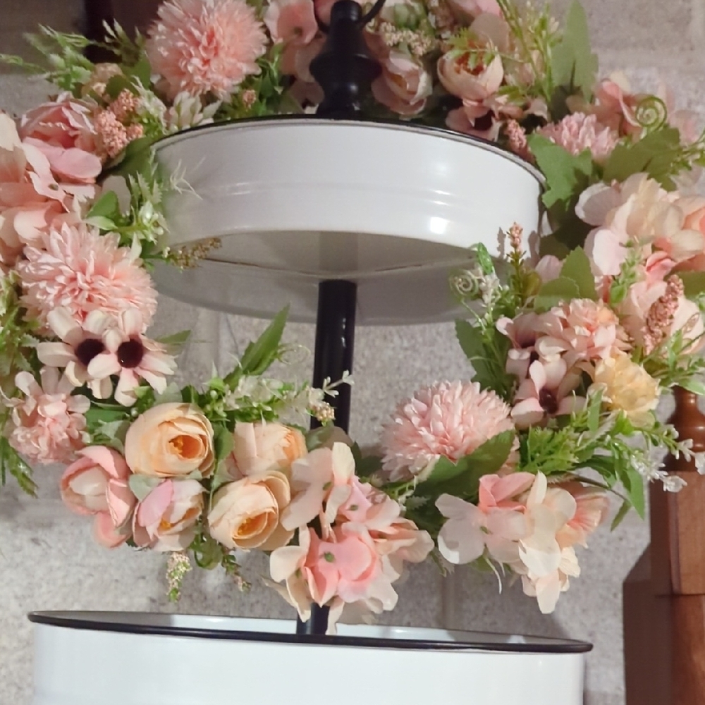 Elegant Floral Wreath with Pink Accents